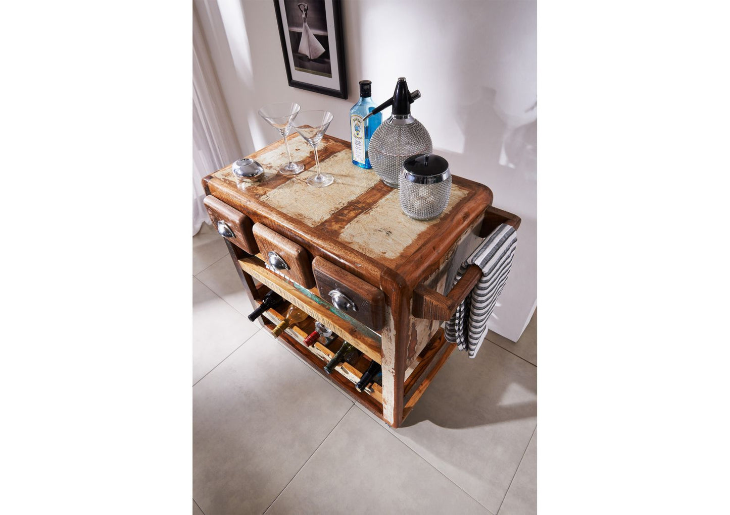 Desert Solid Wood Bar Trolley - Ramgarh Crafts