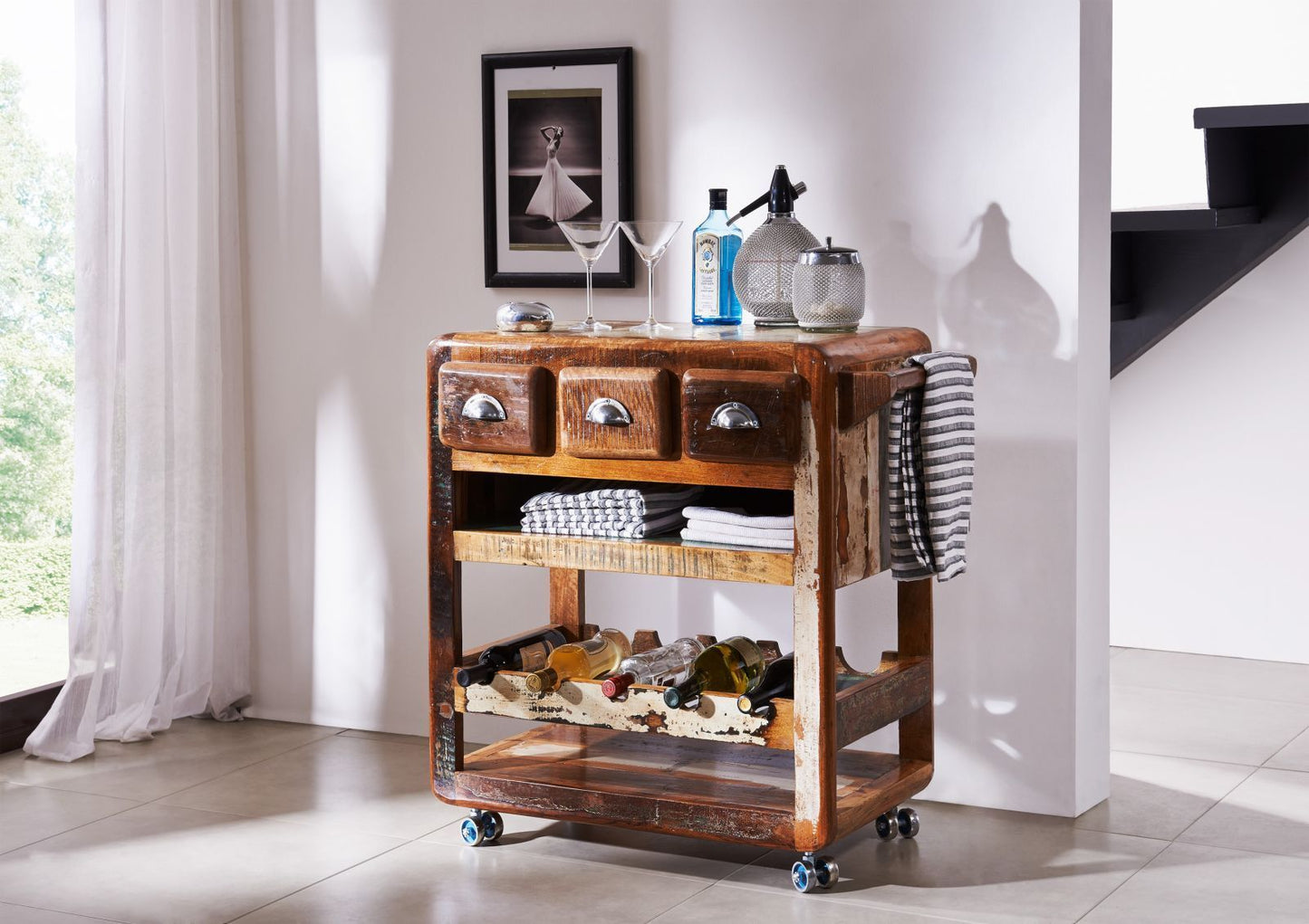 Desert Solid Wood Bar Trolley - Ramgarh Crafts