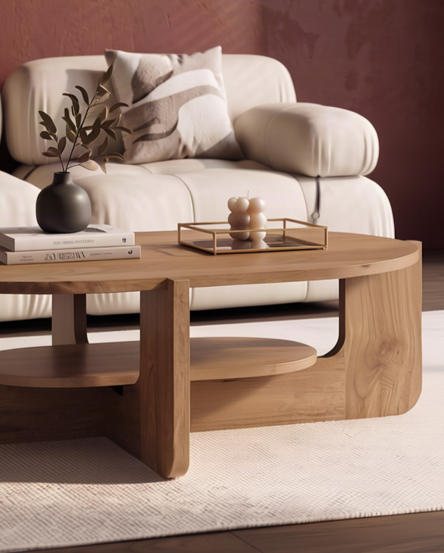 Rick Coffee Table close up of tabletop and shelf View