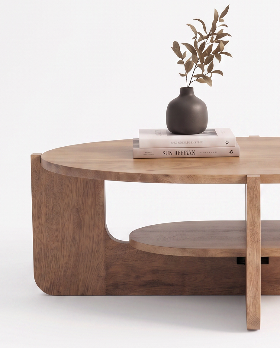 Rick Coffee Table detail of rounded wooden edges Product View