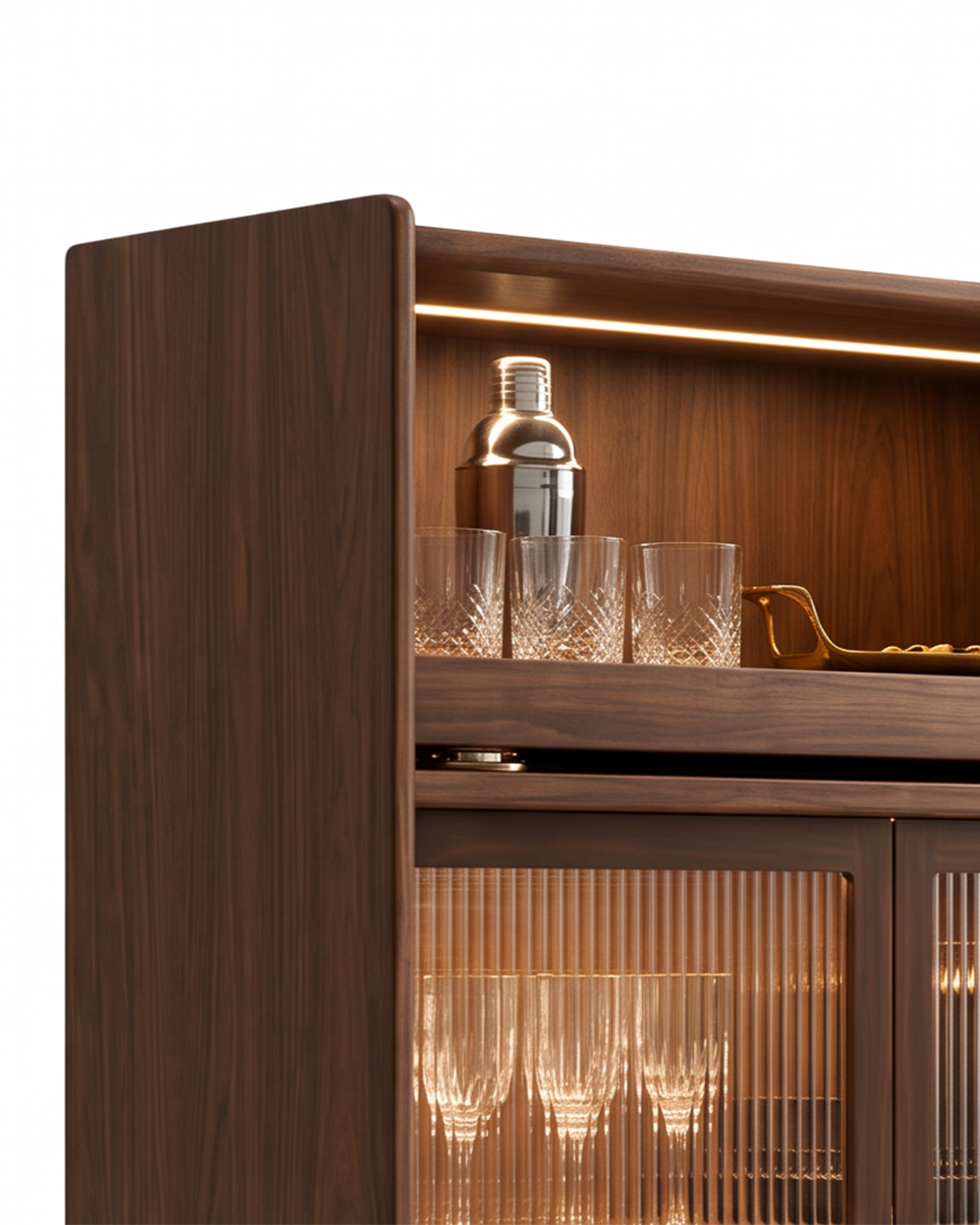 Romania Bar Cabinet Close Up Detail shelf View