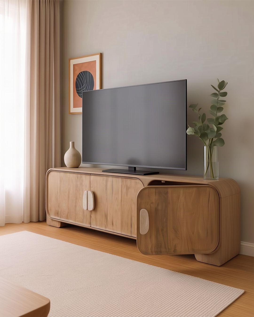 Trave TV Unit Rear Three-Quarter View from right angle side