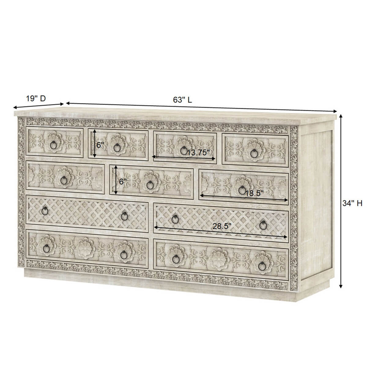 African Hand Carved Chest Of Drawer - Ramgarh Crafts