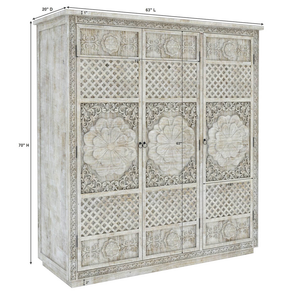 African Hand Carved Wardrobe - Ramgarh Crafts