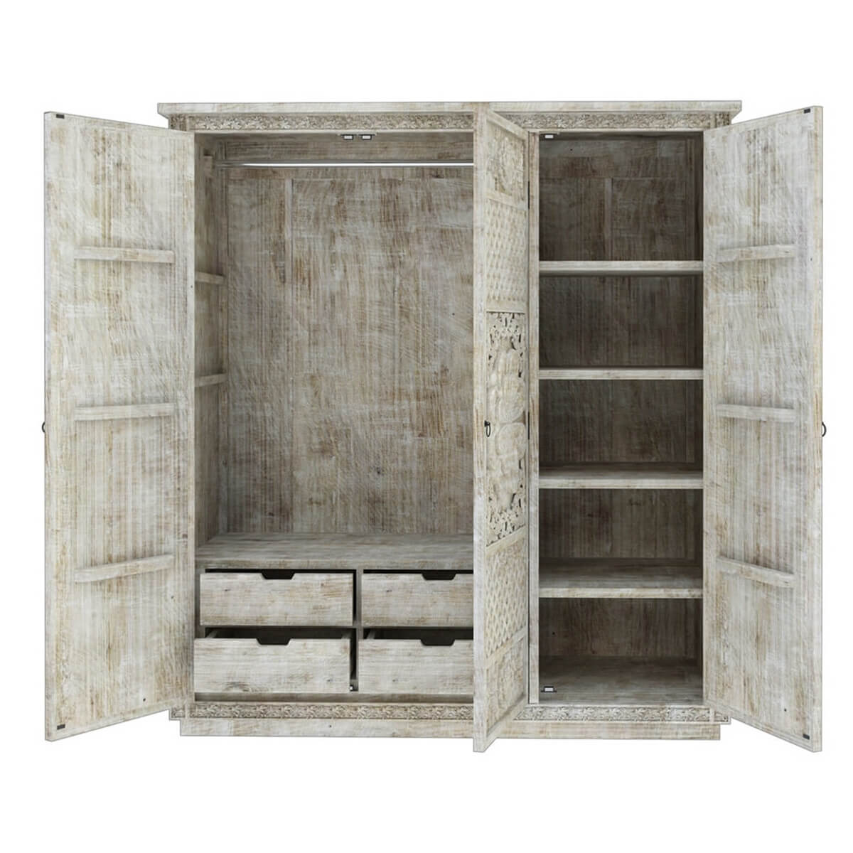 African Hand Carved Wardrobe - Ramgarh Crafts