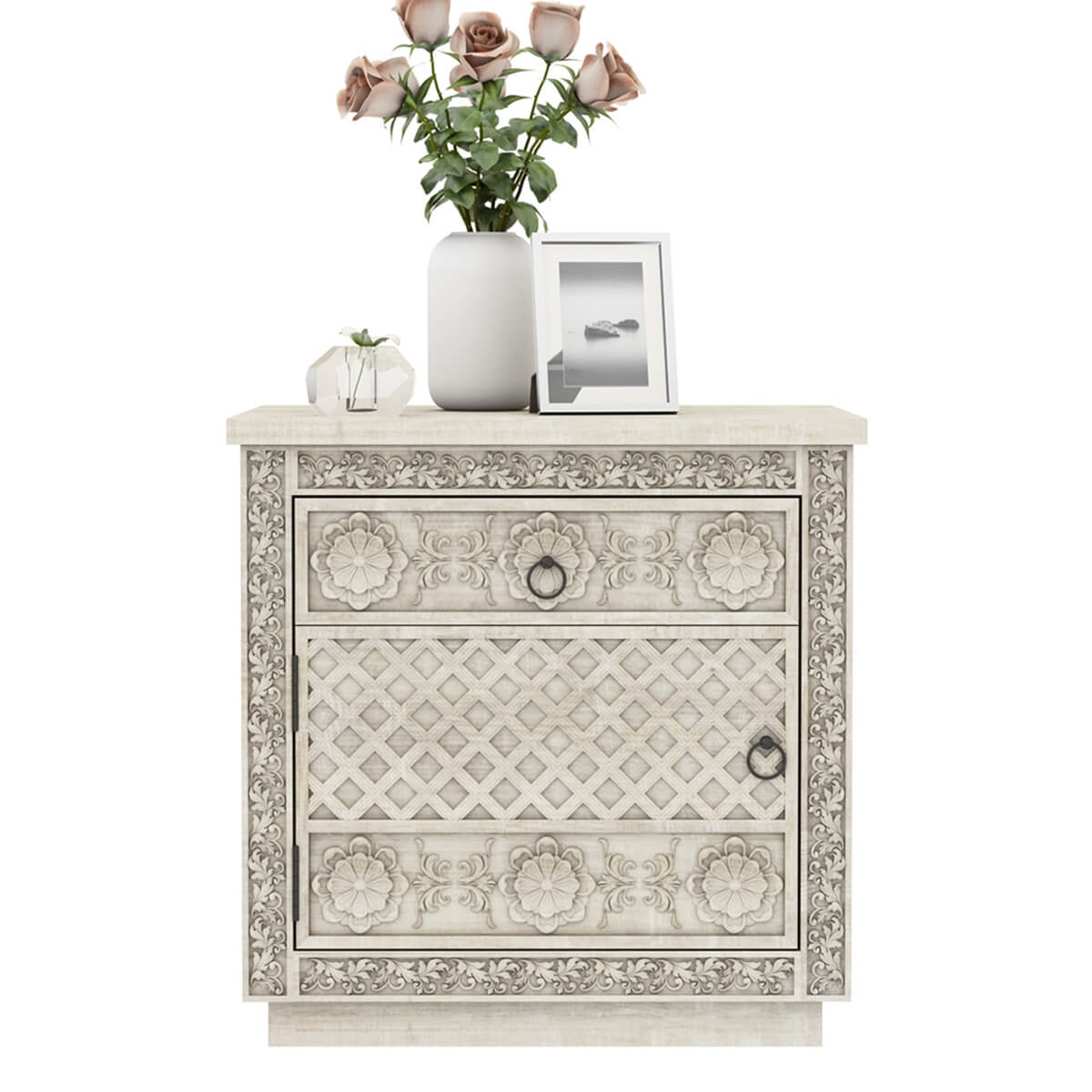 African Hand Carved Bed Side Table - Ramgarh Crafts