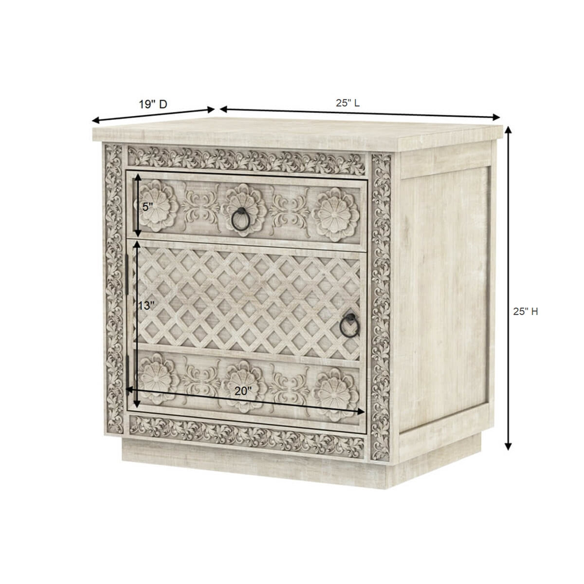 African Hand Carved Bed Side Table - Ramgarh Crafts