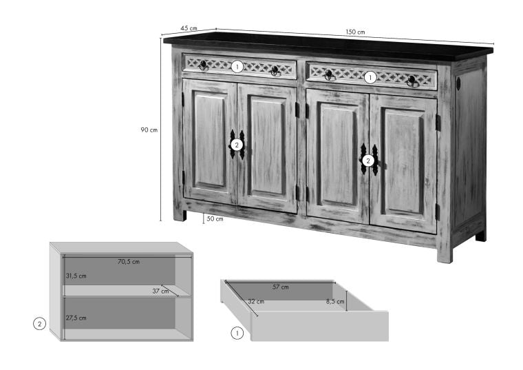 Castle Solid Wood Sideboard - Ramgarh Crafts