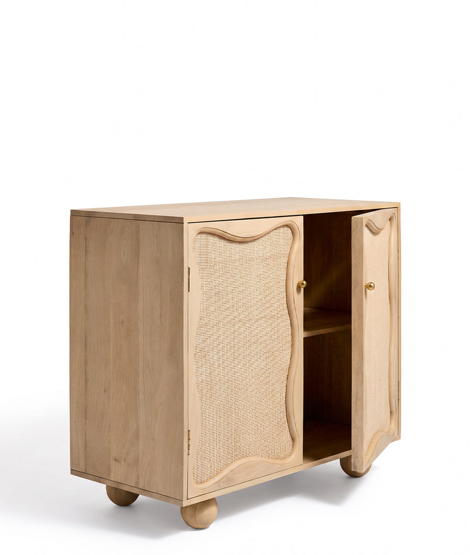 Cedric Sideboard Rear Angle open Cabinet View