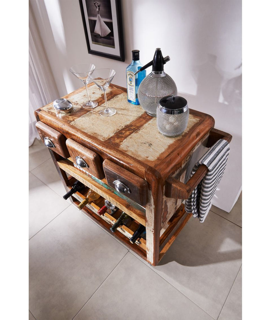 Desert Solid Wood Bar Trolley - Ramgarh Crafts