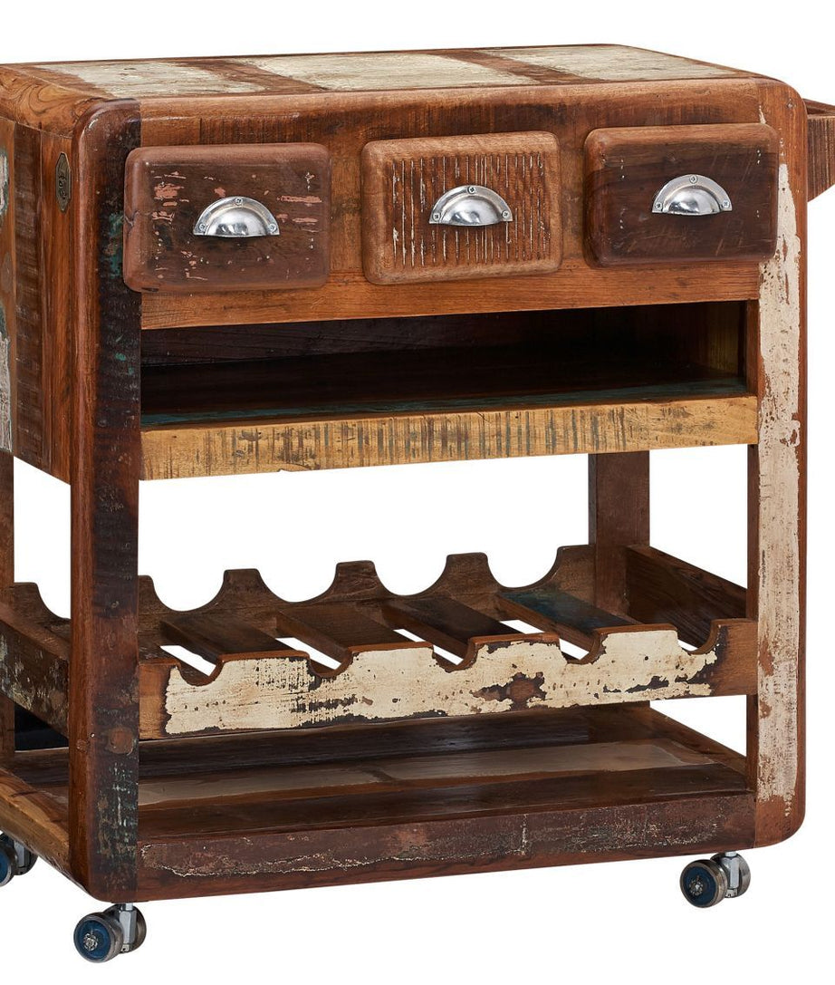 Desert Solid Wood Bar Trolley - Ramgarh Crafts