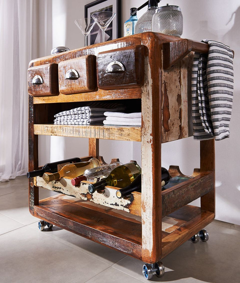 Desert Solid Wood Bar Trolley - Ramgarh Crafts