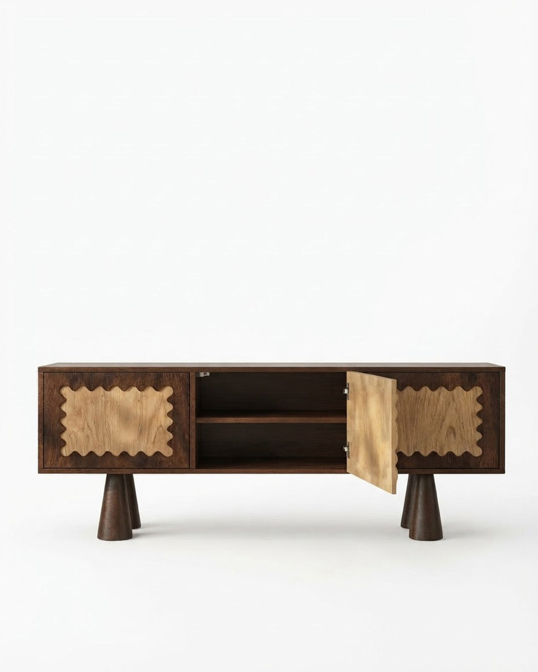 Dursley Sideboard Front Angle Open Cabinet Product View