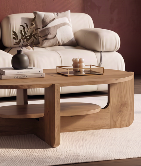 Rick Coffee Table close up of tabletop and shelf View