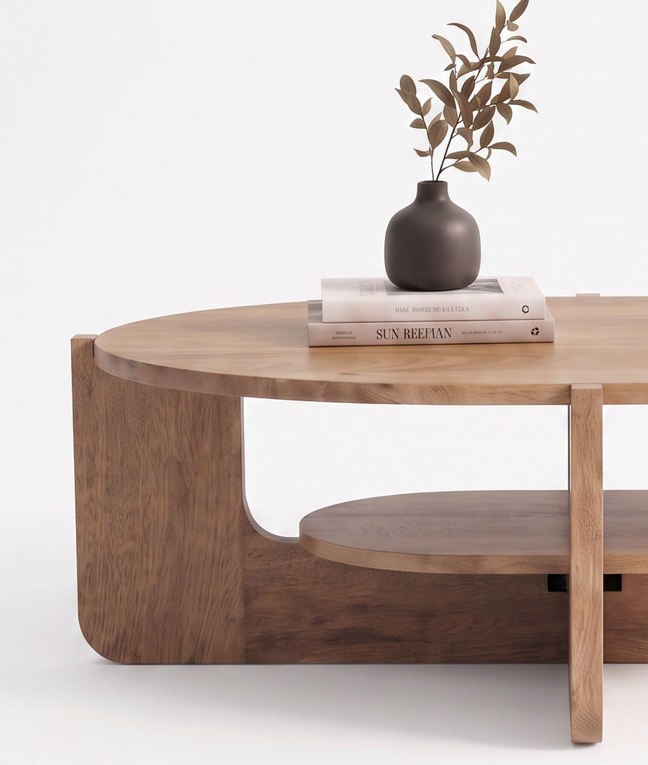 Rick Coffee Table detail of rounded wooden edges Product View