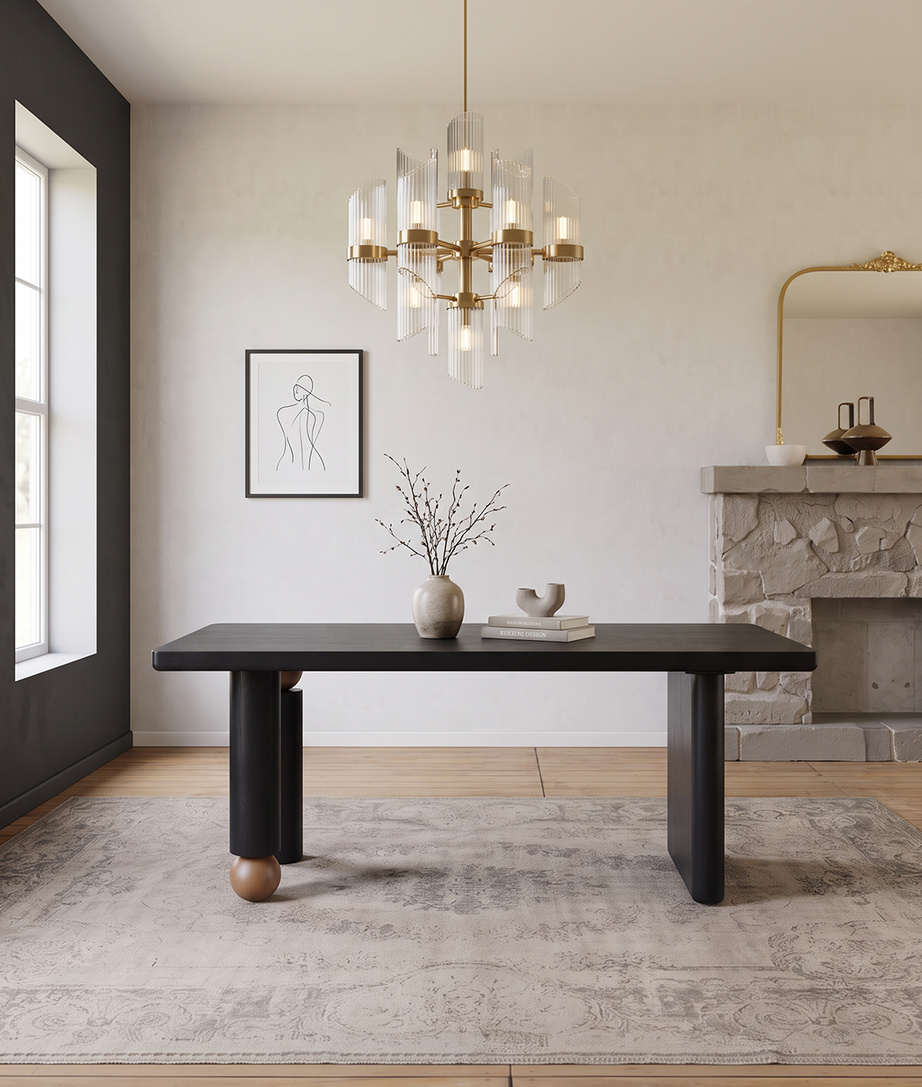 Tangerine Dining Table Side Angle View