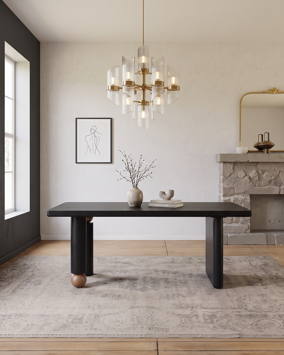 Tangerine Dining Table Side Angle View