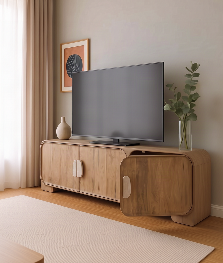 Trave TV Unit Rear Three-Quarter View from right angle side