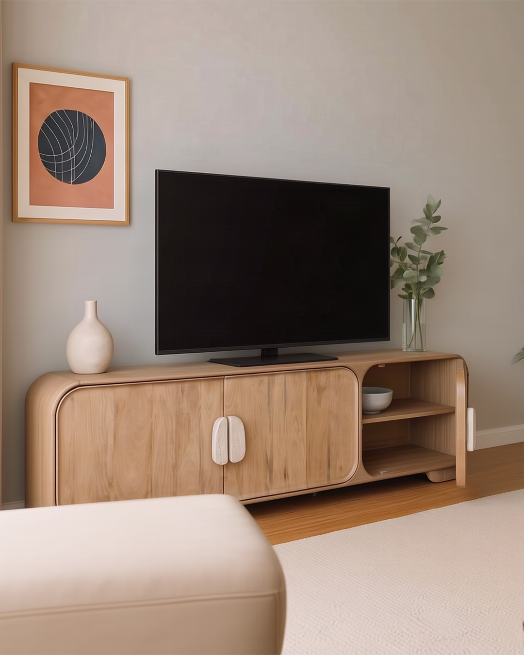 Trave TV Unit Rear Three-Quarter View from left side angle