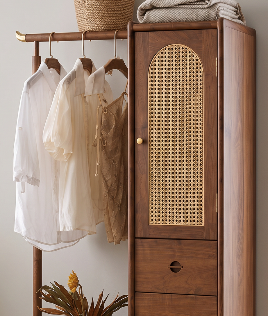 Veyra wardrobe Rattan Detailing Closeup View