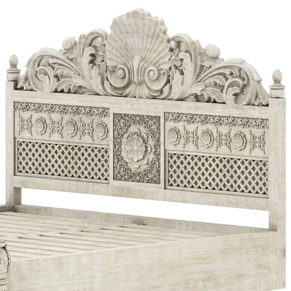 African Hand Carved Bed - Ramgarh Crafts