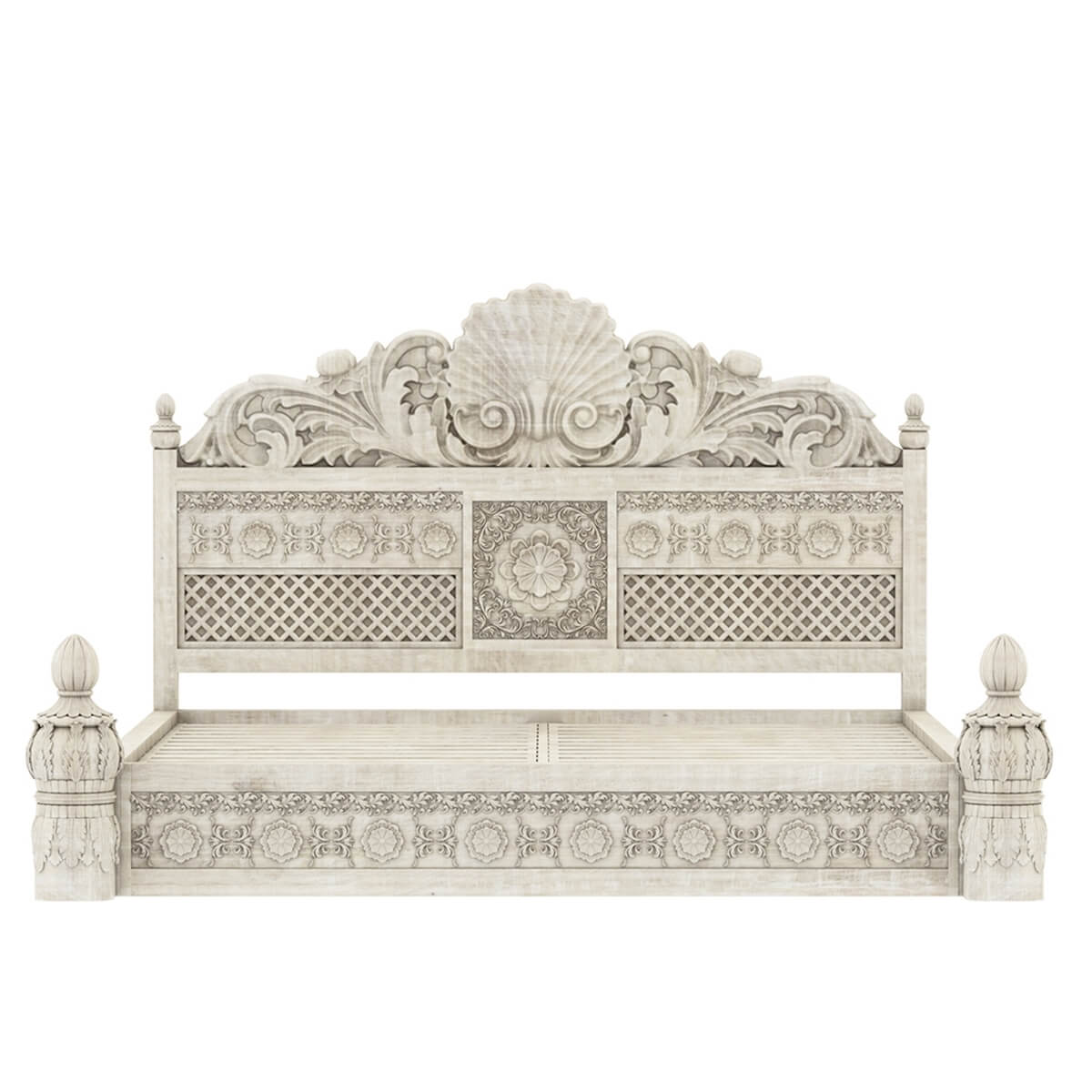 African Hand Carved Bed - Ramgarh Crafts