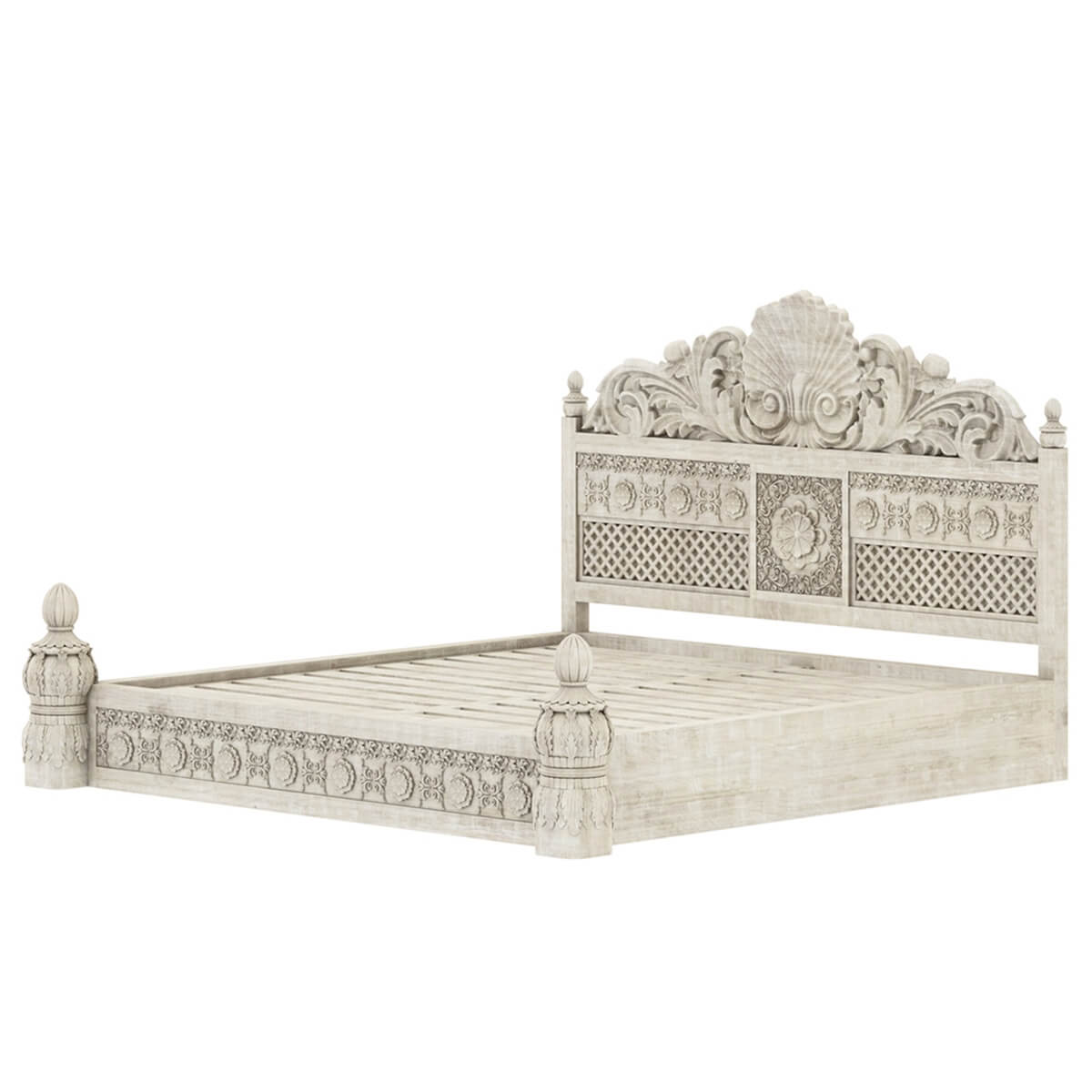 African Hand Carved Bed - Ramgarh Crafts