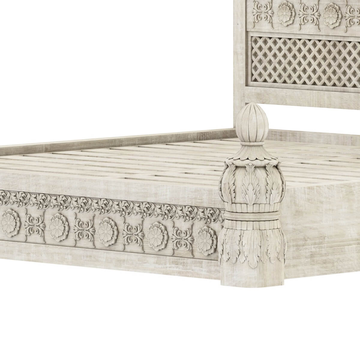 African Hand Carved Bed - Ramgarh Crafts