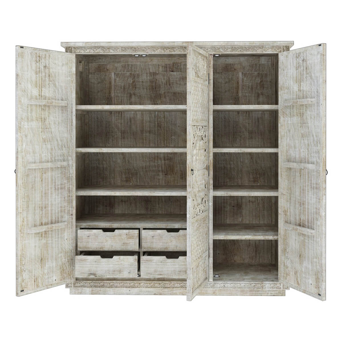 African Hand Carved Wardrobe - Ramgarh Crafts
