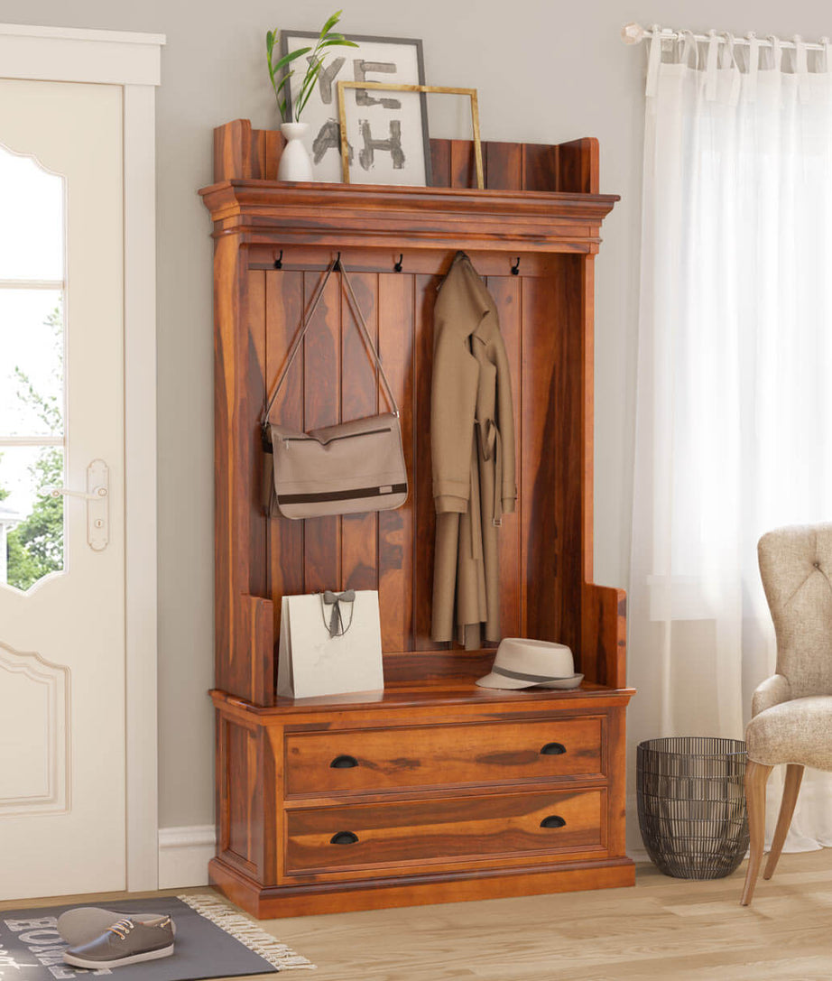 Cardiff Hall Tree With Two Drawers - Ramgarh Crafts