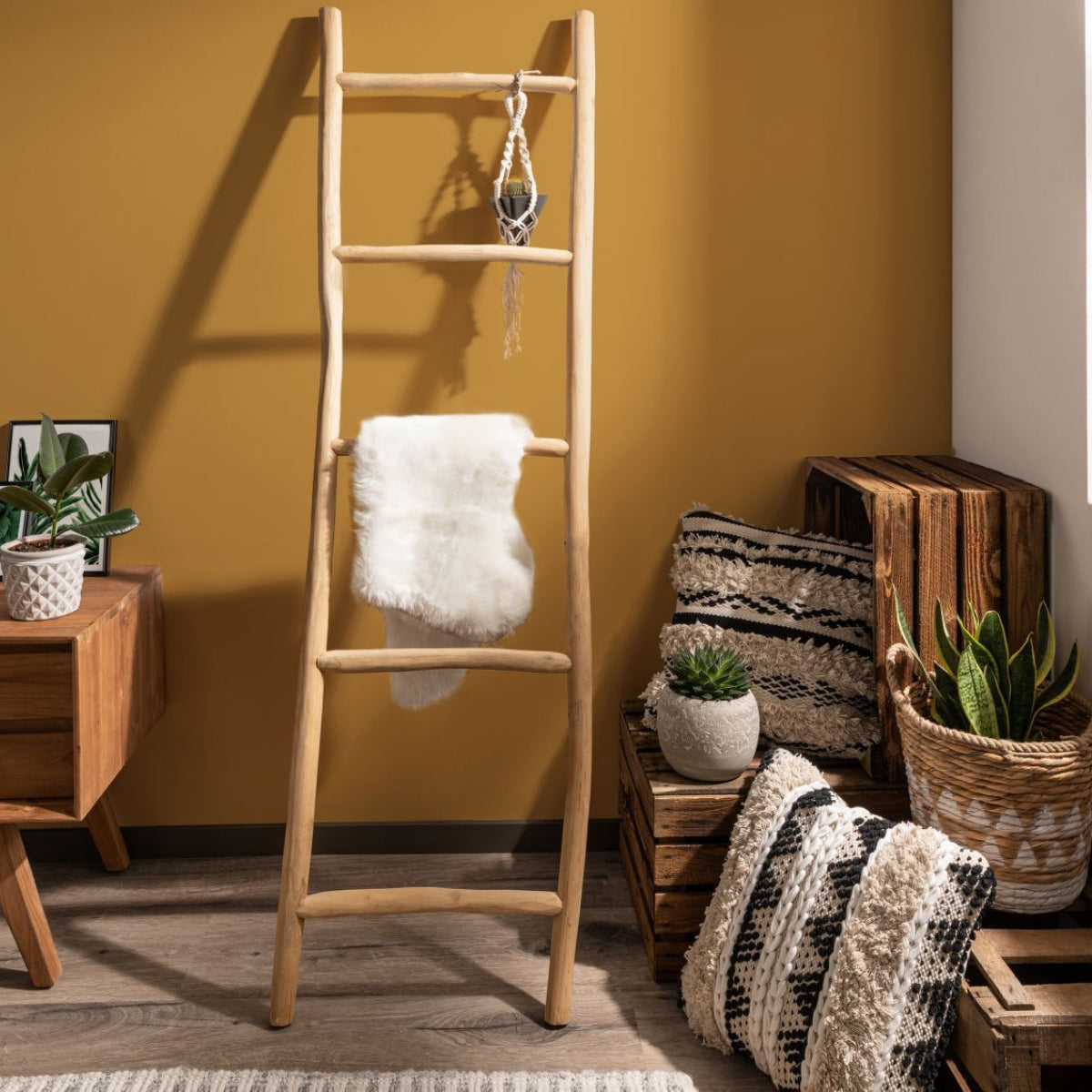 Cosmo Ladder - Acacia Wood Coat Rack & Organizer | Ramgarh – Ramgarh Crafts