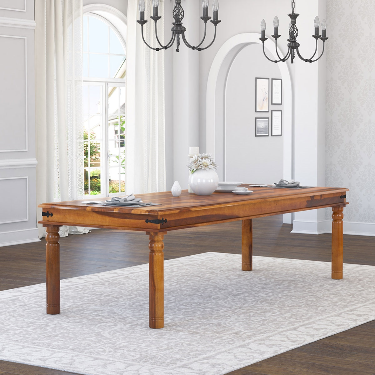 Spain Dining Table - Solid Wood Column Leg Dining Table | Ramgarh ...
